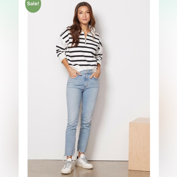 FRAME striped half-up pullover - Picture 1 of 8